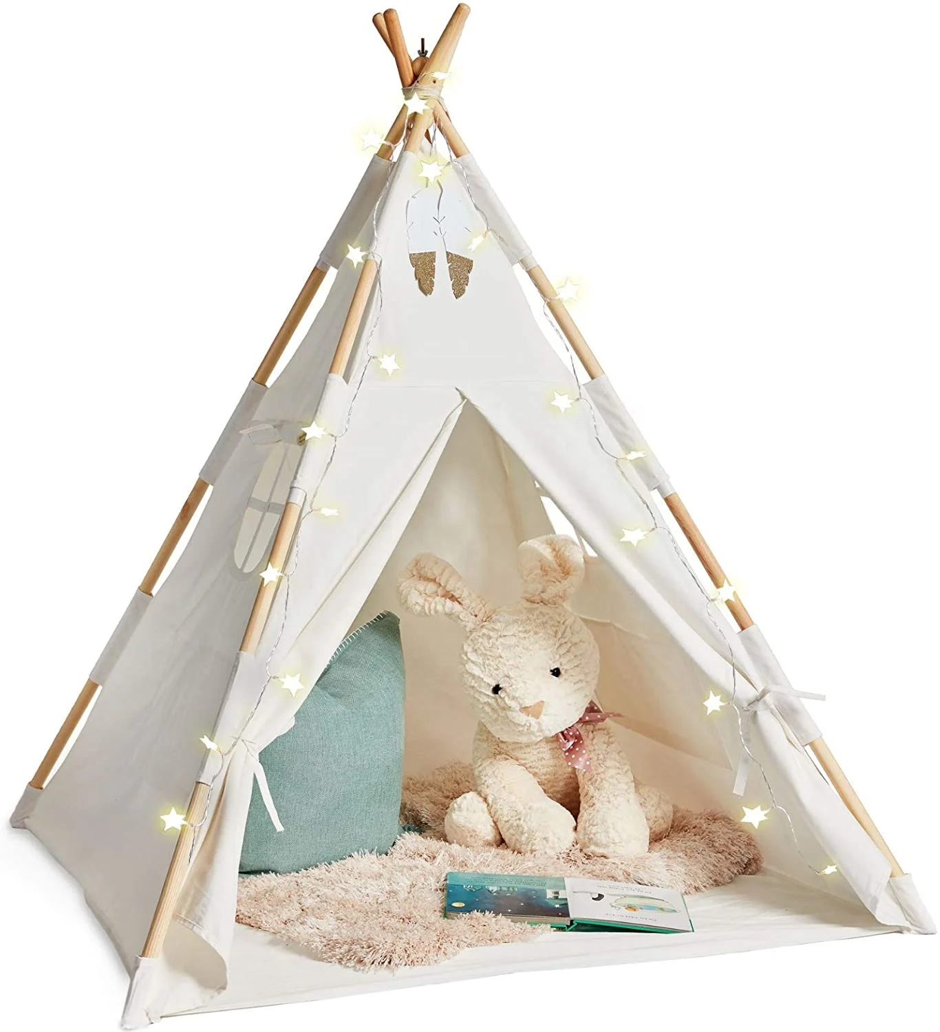 Pure Cotton Kids Tepee Tents Indoor for Boys and Girls with lights