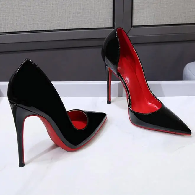 Elegant Pointy Sexy High Heels Designer Women Pumps Side Space Lacquer ...