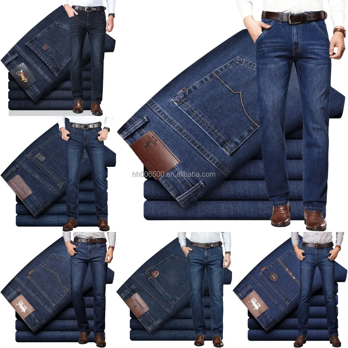 Factory Customized Business Edition Loose Men's Stretch Jeans Straight Tube Plus Size Formal