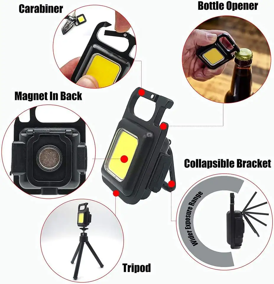 Lampe Torche LED Porte-clés, Super Lumineuse, Rechargeable USB, étanche IP65