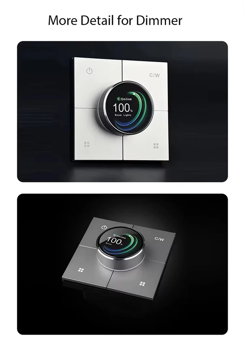 Tuya Smart Home CW Dimming Switch ZigBee Wireless Knob Display Screen Light Control Switch 2 Gang Centralized Control Panel