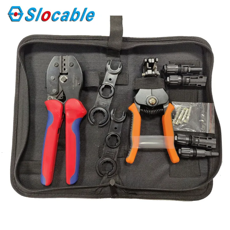 Slocable Cable Stripper PV Tool Bag Solar Wire Crimper Solar Connector Spanner Hand ToolKit