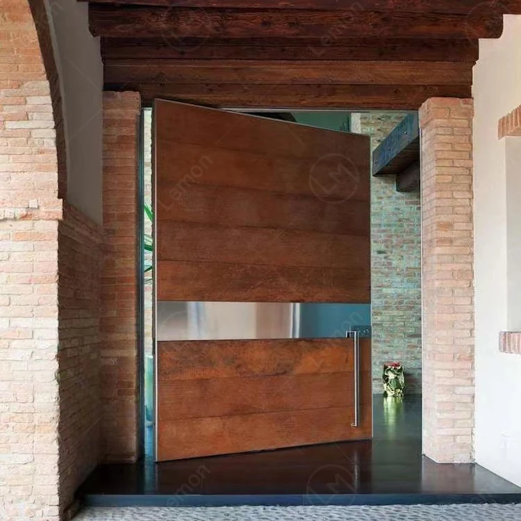 Australian Design Large Commercial Timber Panel Entry Pivot Door Exterior Modern Solid Wood Front Door for Houses