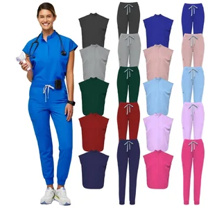 Elastic Quick-Dry Beauty Salon Scrub Sets Woven Fabric Women's Summer Hospital Uniform