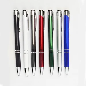 Popular Click Black Promotional Pen Aluminum Blue Ballpoint Pen with Custom Logo