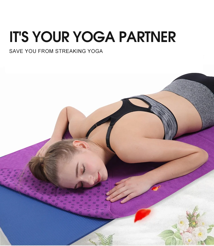 Wholesale 6-Color Non-Slip Microfiber Yoga Mat Fitness Gym Towel Back Flower Dot Design Outdoor Sports Polyester Material Custom factory