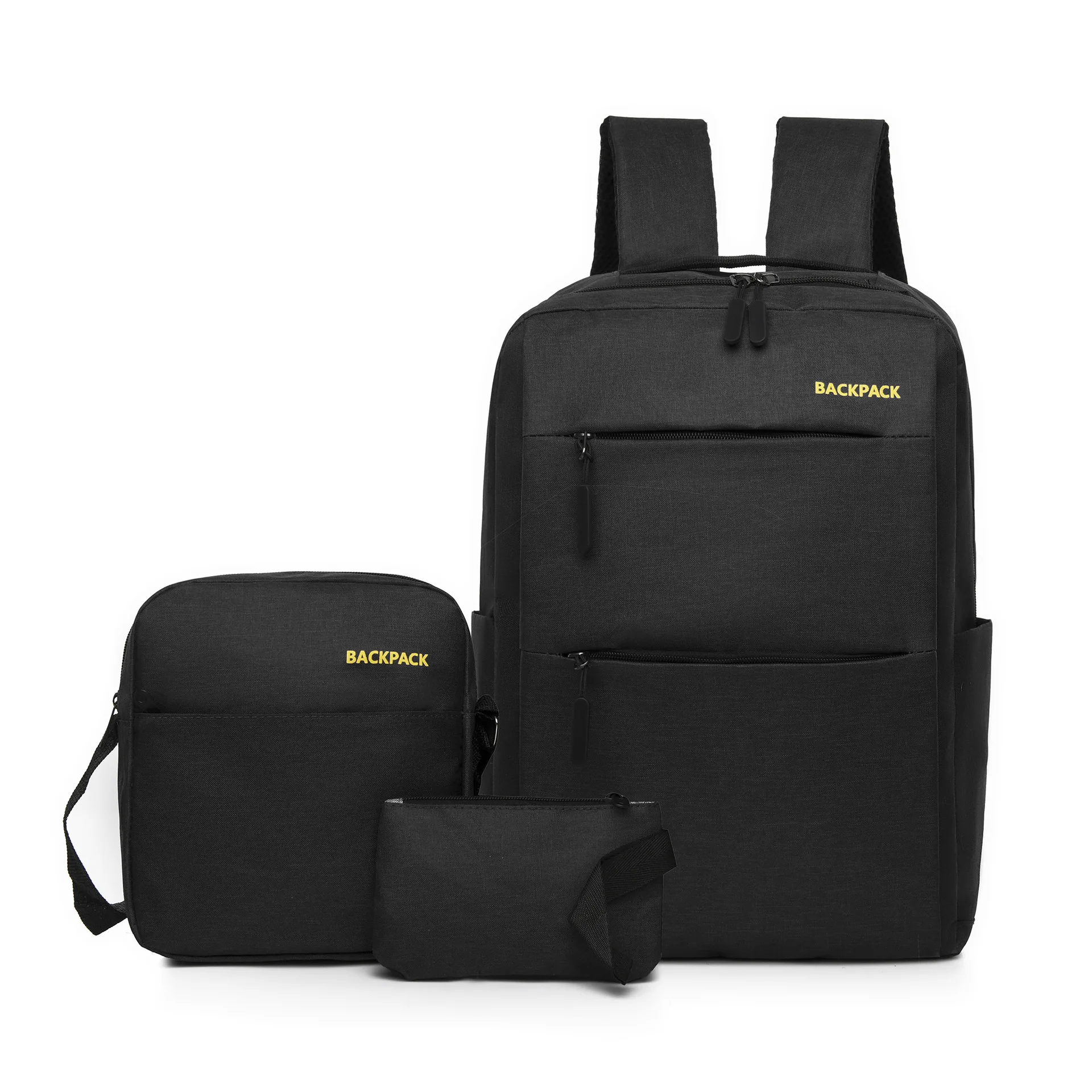 Black Grey Ergonomics Nylon Laptop Backpack Custom Logo Travel Office