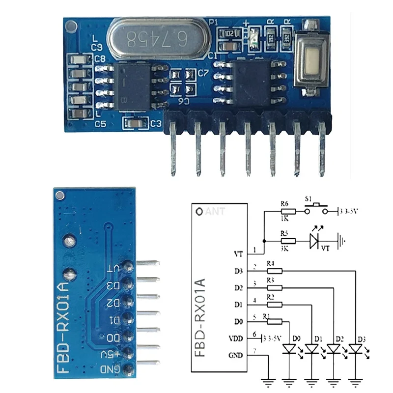 Fbd-rx01a 433MHZ Wireless RF Decoding Module Remote Control Receiver Board Remote Receiver Wireless Rf Modules