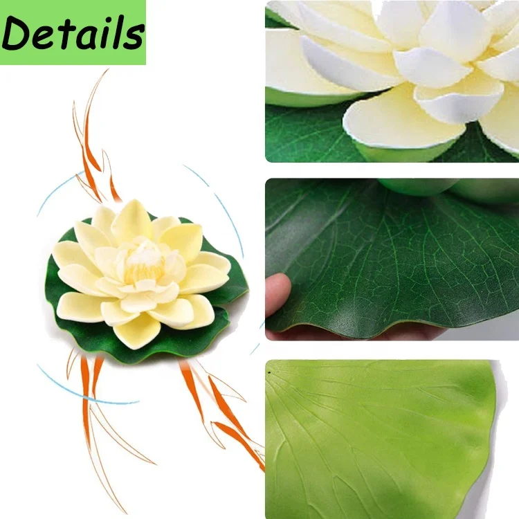 Artificial Floating Foam Lotus Flower With Water Lily Pad Lifelike