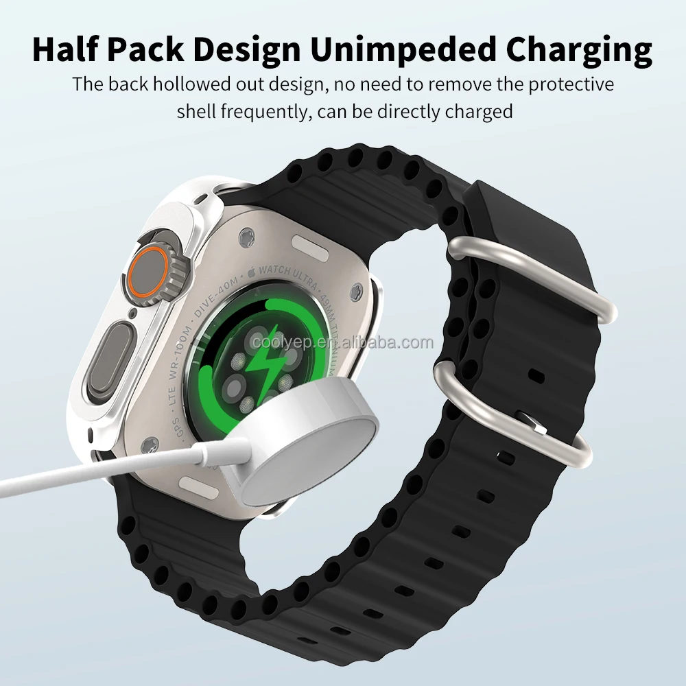 2 In 1 Sport Silicone Strap Ocean Watch Bands Protector Case For Apple