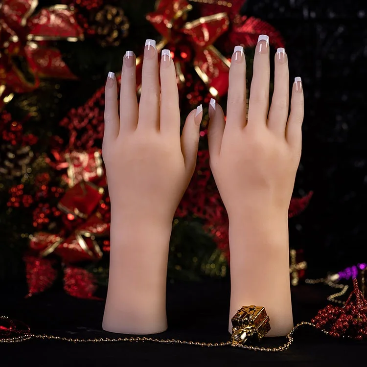 Free Shipping!! High Level Realistic Female Soft Silicone Flexible Mannequin Hand for Ring Bracelet Display