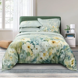 Luxury Quilt Cover Pillowcase Customized Spring Floral Digital Print Bed Sheets Sets Designer Bedding Set Cotton
