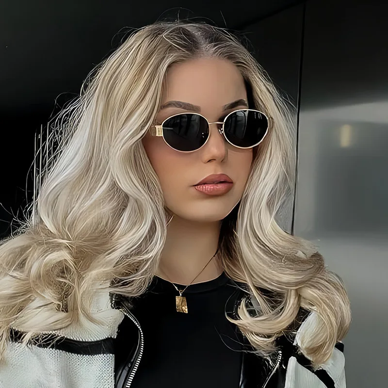 Nuevas gafas de sol de metal con marco ovalado, gafas de sol de alta calidad, logotipo personalizado, gafas de sol para exteriores para hombres y mujeres