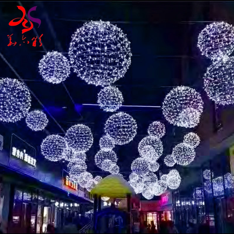 2023 Newest LED Motif Light 3D Golden Ribbon Ball for Led Outdoor Street Decoration Lighting