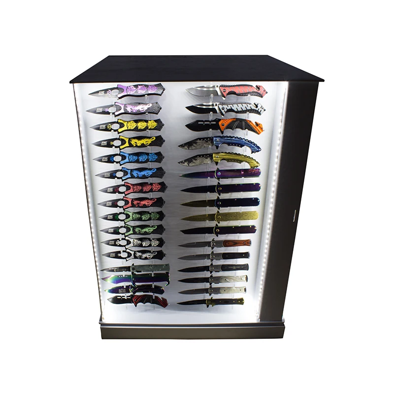Custom Counter Top Rotating Scissor case Professional Acrylic Knife Display case for Wholesale