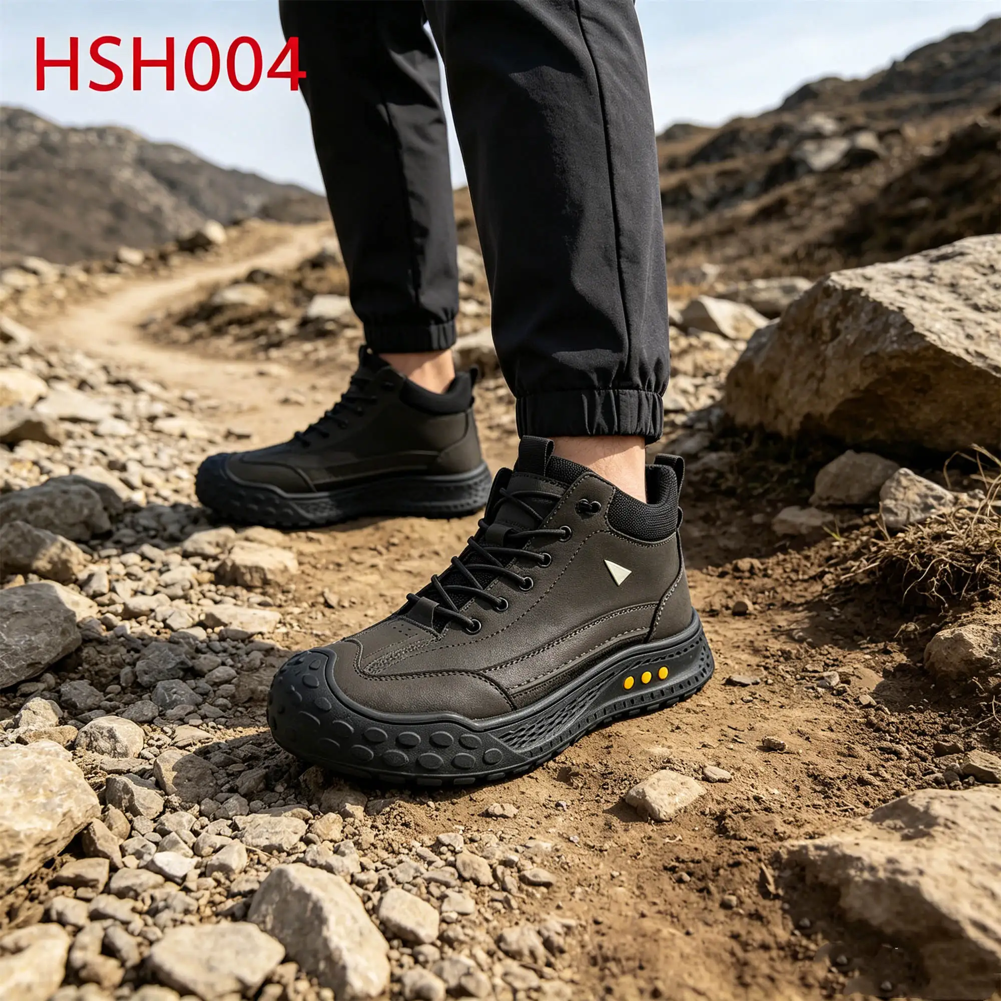 ZYF,Mountain Viewing Versatile Application Brown/black Hiking Boots Steep Environments Stitching Outsole Creepers Shoes HSH004