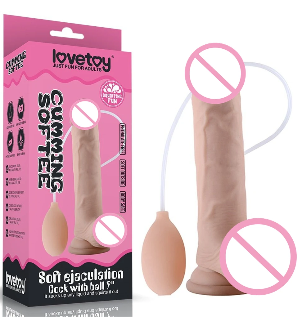 Lovetoy Realistic Dildos Ejaculating Enema Bulb Toy,Big Anal Dicks Strap on Huge Suction Cup Squirting Dildo