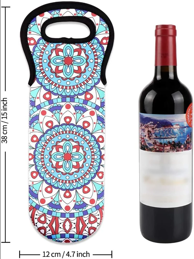 Custom Insulated Neoprene Wine Bottle Cooler Sleeve Sublimation Cooler