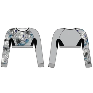 Handmade Women's Sexy 2-Piece Surf Swimwear Long Sleeve Rash Guards with Sequined Zippered Feathers and Paisley Pattern Print