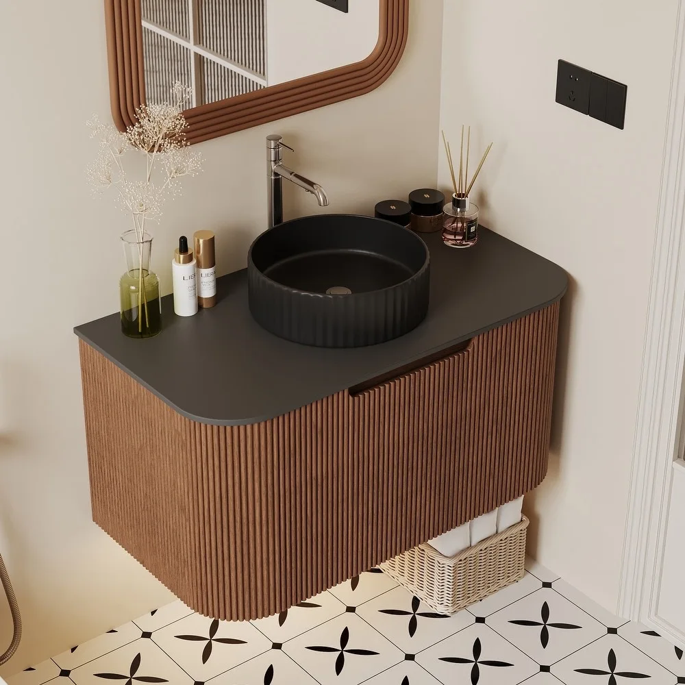 product high quality modern minimalist wall mounted household style textured vanity bathroom cabinet with sink-6