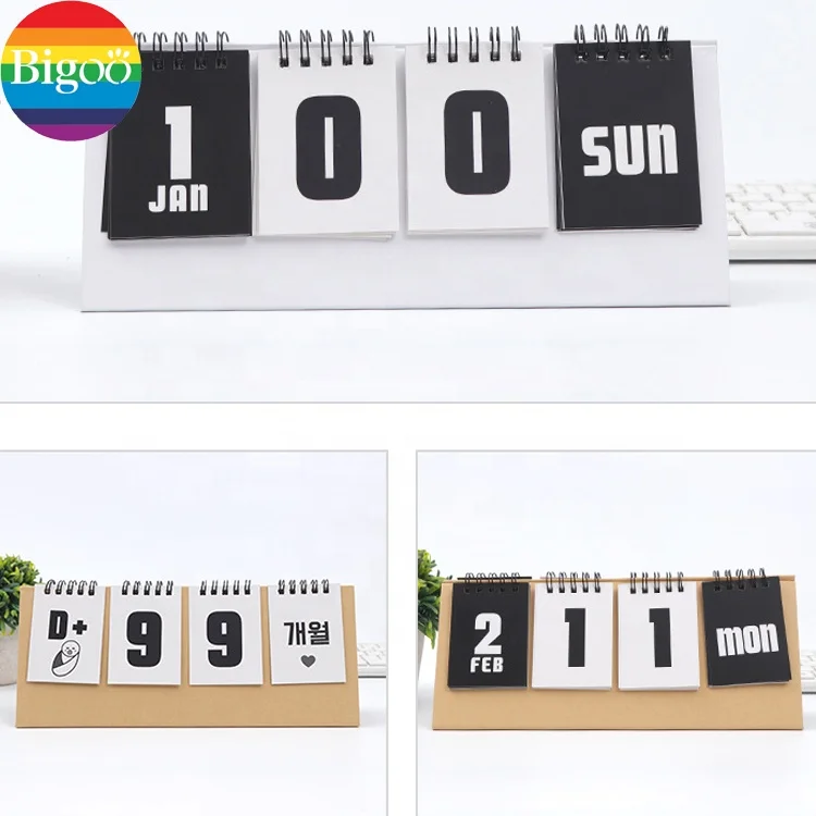 Custom Printed Simple Perpetual Desktop Countdown Calendar Practical Reminder for Office and Home Use