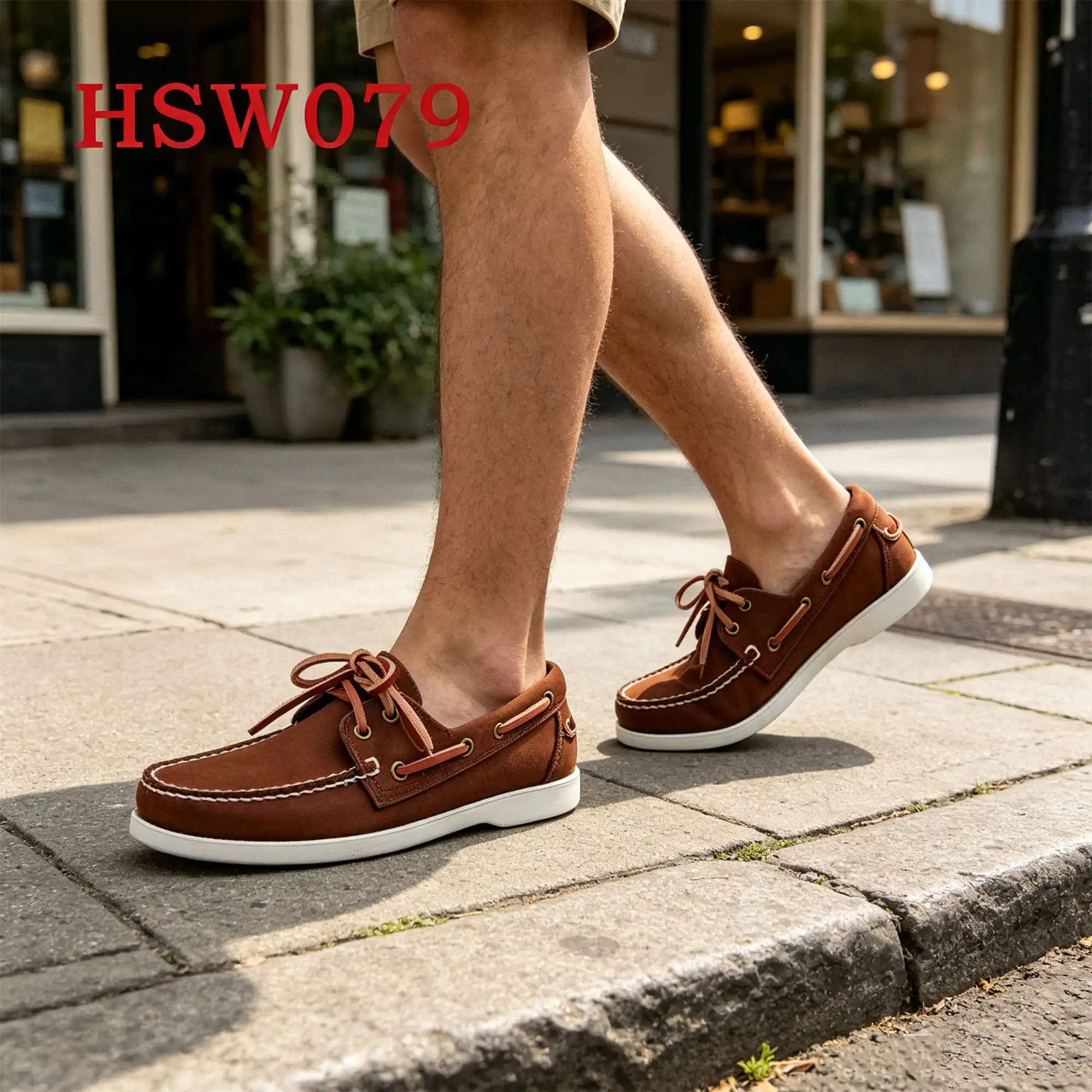 ZYF,Social Gathering Best Crazy Horse Leather Hua Singh Boat Shoes Lace up Style Wipe Clean Brown Casual Penny Shoes HSW079