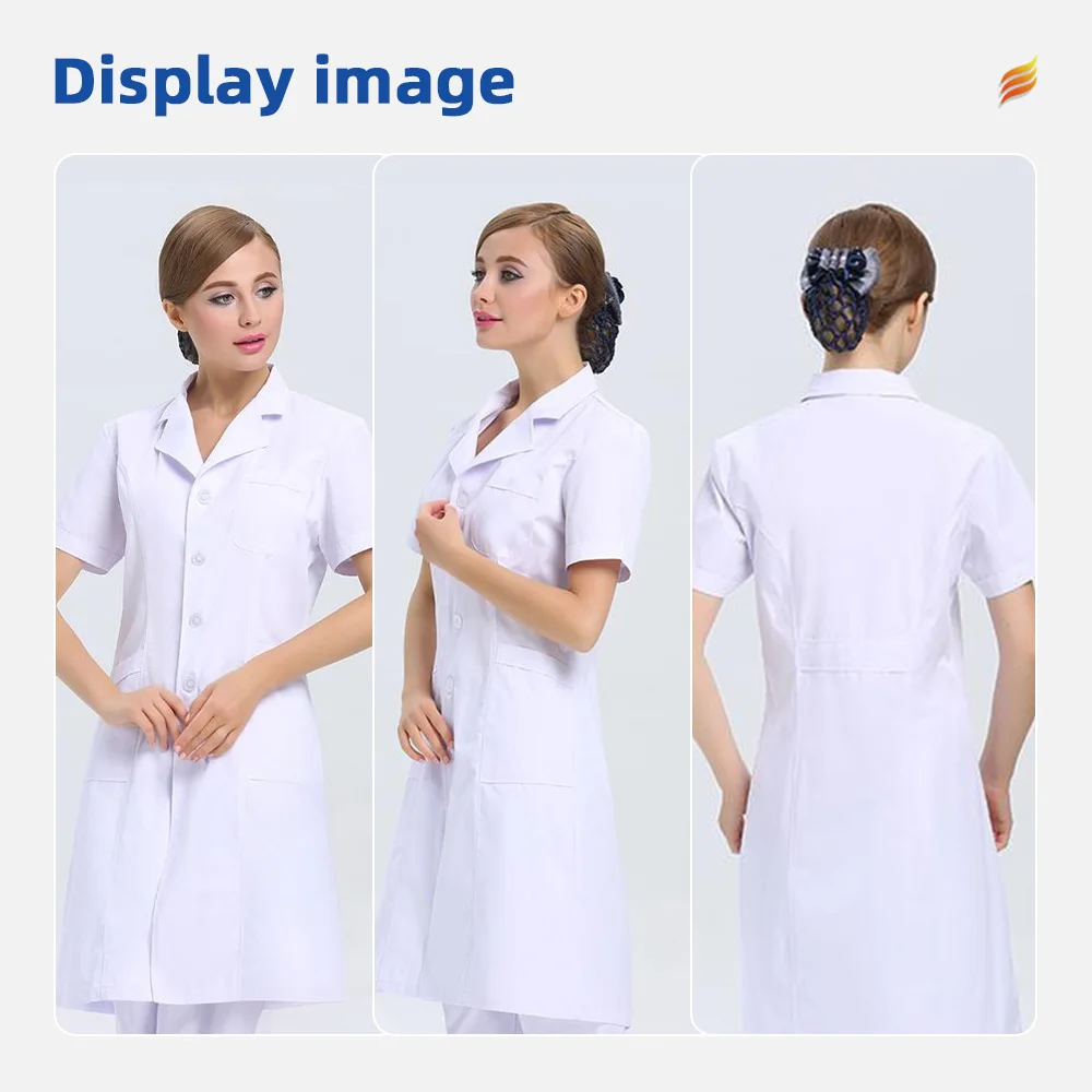 Wholesale Women's Professional White Short Sleeve Nurse Gown Hospital - product detail 7