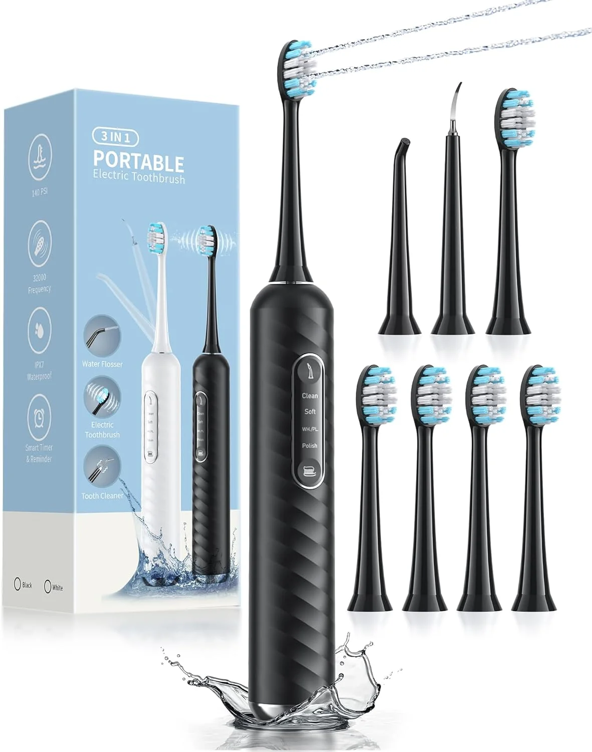 Professional Flossing Toothbrush and Water Flosser Combo 3 In1 Cordless Advanced Water Dental Flosser Dental Water Jet