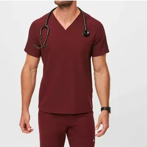 Men's Comfortable Woven Workwear Scrubs Set for Doctors Nurses Beauty Salon Medical Scrubs