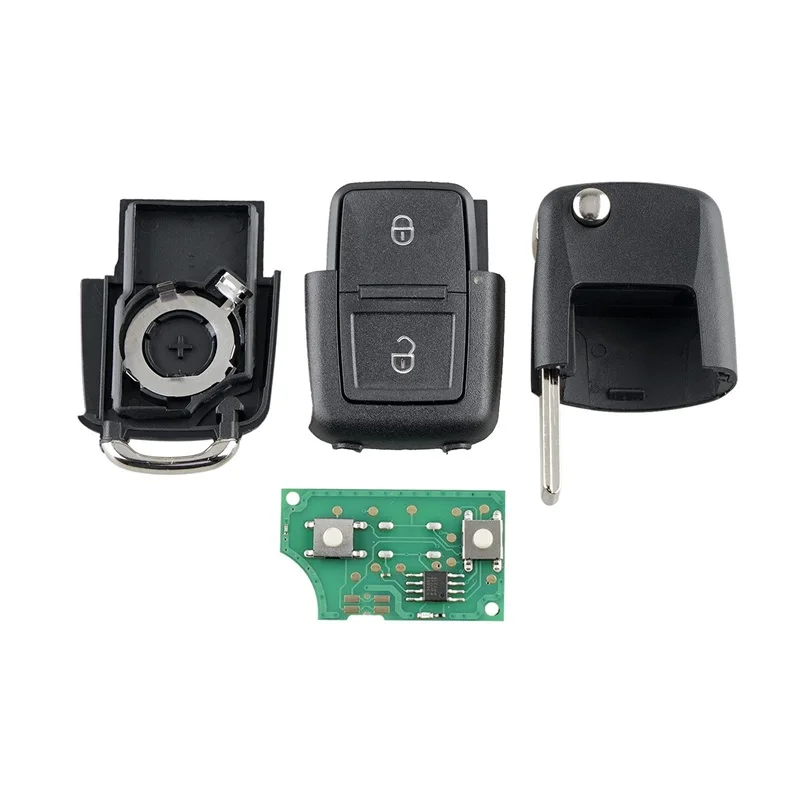 Foldable Flip Car Remote Key Fob 2 Buttons Replacement for VW Golf Polo Passat Skoda 433Mhz ID48 Chip OEM 1J0959753AG Key Shell