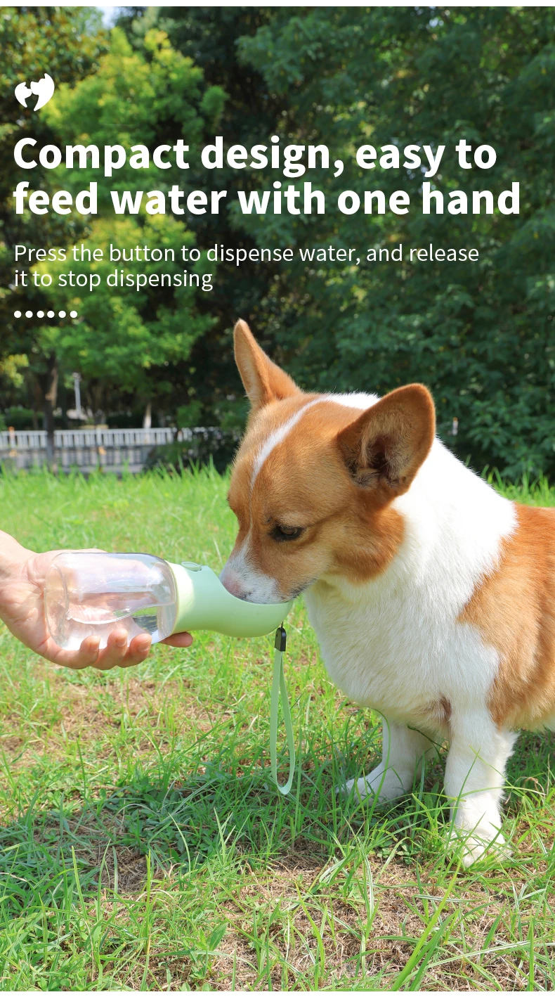product portable dual chamber dog water food cup hanging design outdoor walking travel pet water bottle for small puppy-6