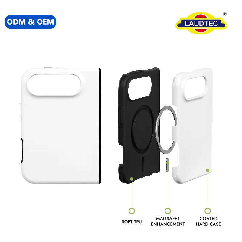 Coques de téléphone 3D sublimées Laudtec pour iPhone Duo, finition mate tactile, protection antichoc, compatibilité charge sans fil, surface vierge pour impression