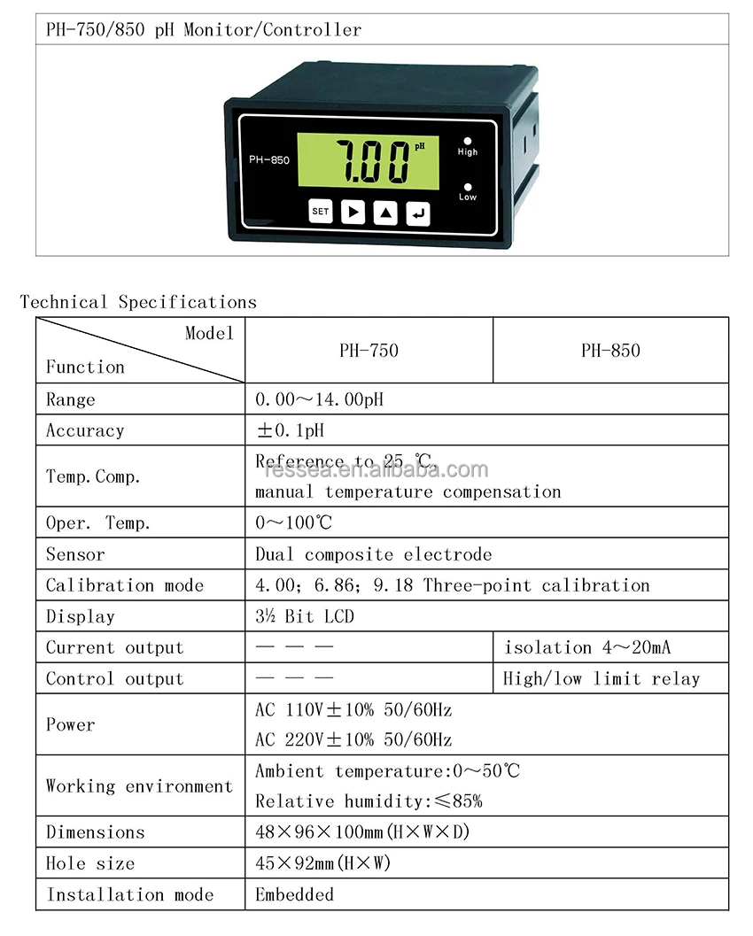 Laboratory Use Ph Meter Ph750 / Ph850 Water Controller Waterproof Buy Ph Meter,Ph Meter