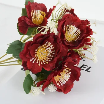 Hot Sell Modern Artificial Cherry Blossom flowers Decoration Colorful Sakura 7 headed bouquet flowers