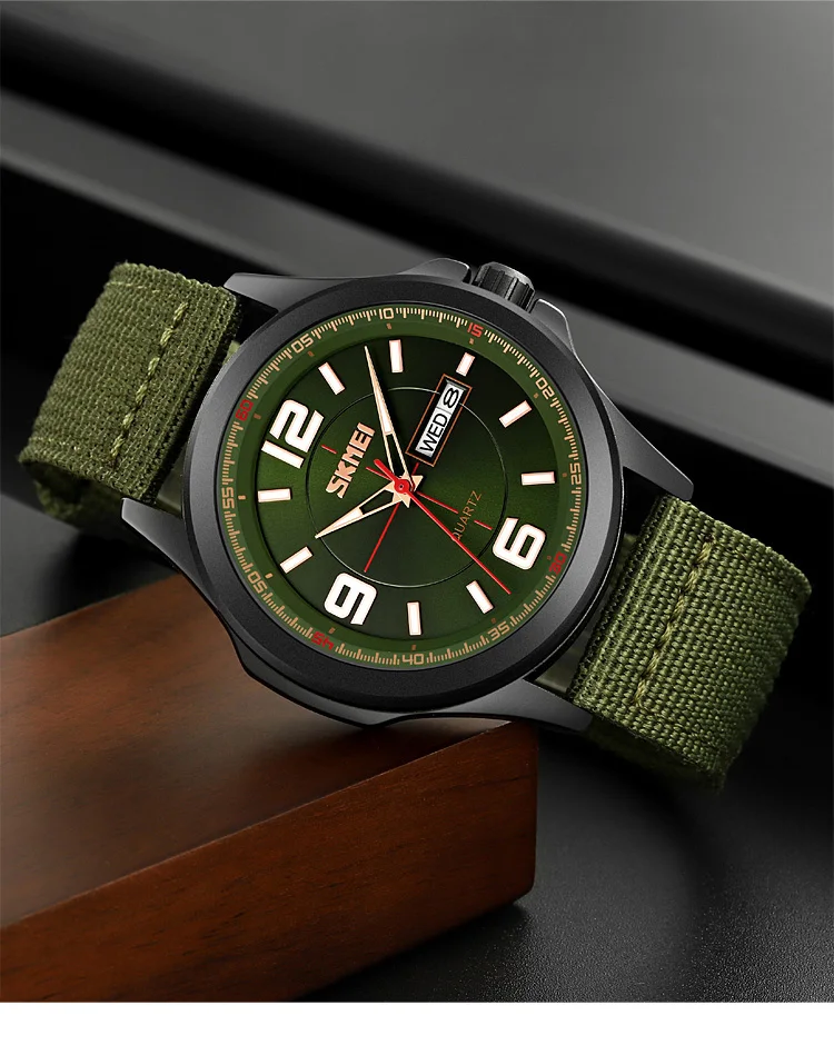 Мужские кварцевые часы с нейлоновым ремешком, 9315