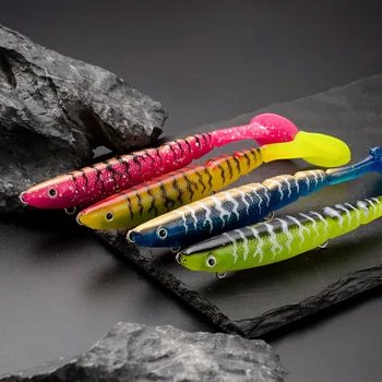 Cheery AGS628/1 130mm 34.6g 6-Color 3D PVC T-Tail Swimming Rattle Ball Soft Bait with Hooks for Freshwater/Saltwater Fishing – Soft Lure – view 5