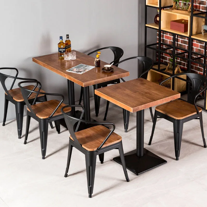 Industrial Vintage Solid Wood Cafe Table Chairs Customizable Odm