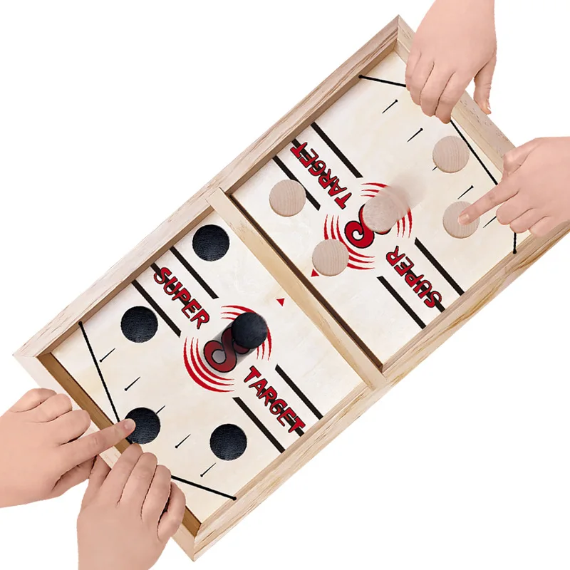 Деревянная куртка Puck для быстрого рабочего стола Плавная доска для хоккея с шайбой строп скоростная шайба для всей семьи двойная игра для взрослых и детей