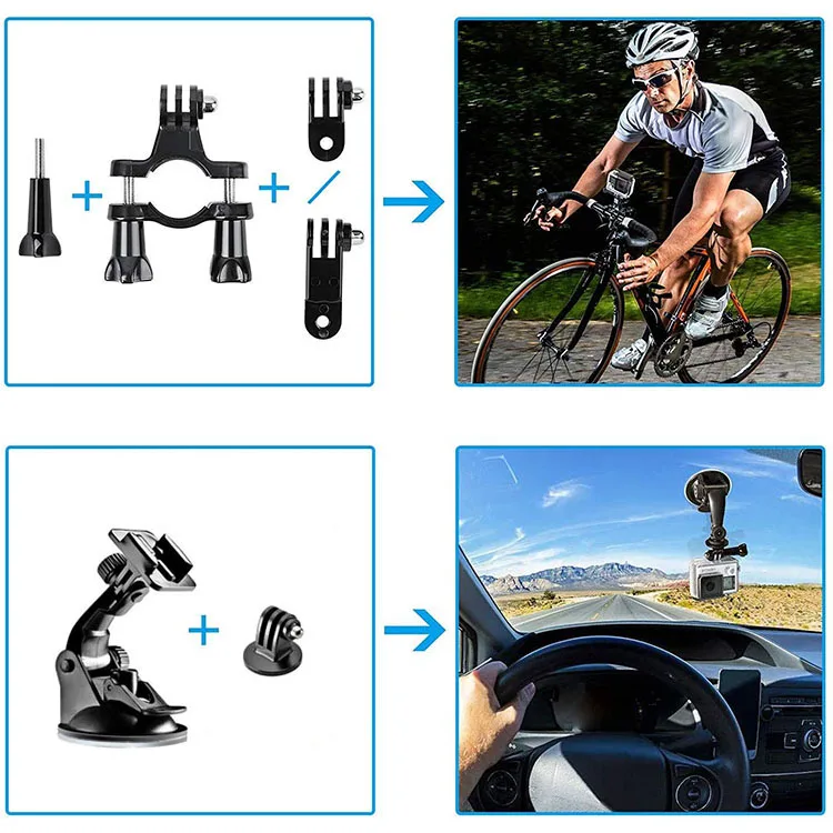 Набор аксессуаров Gopros 58 в 1 для Go pro heros8 7 6 5 монопод селфи-Палка с зажимом