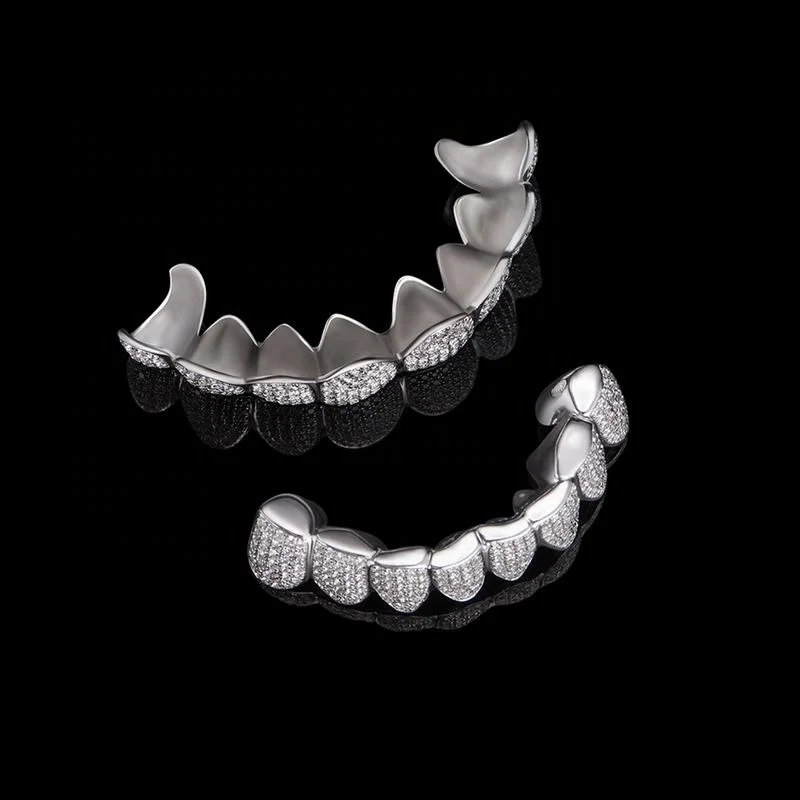 Set 5A+ Zirconi Placcati Oro Argento Denti Grillz RAP Griglie Hip Hop - Foto 11