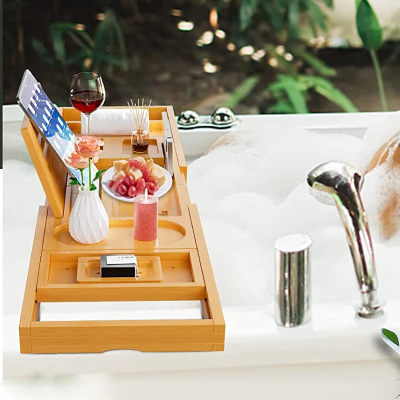 product premium expandable bathtub tray caddy designed for home and hotel use for couple bridal shower gifts-0