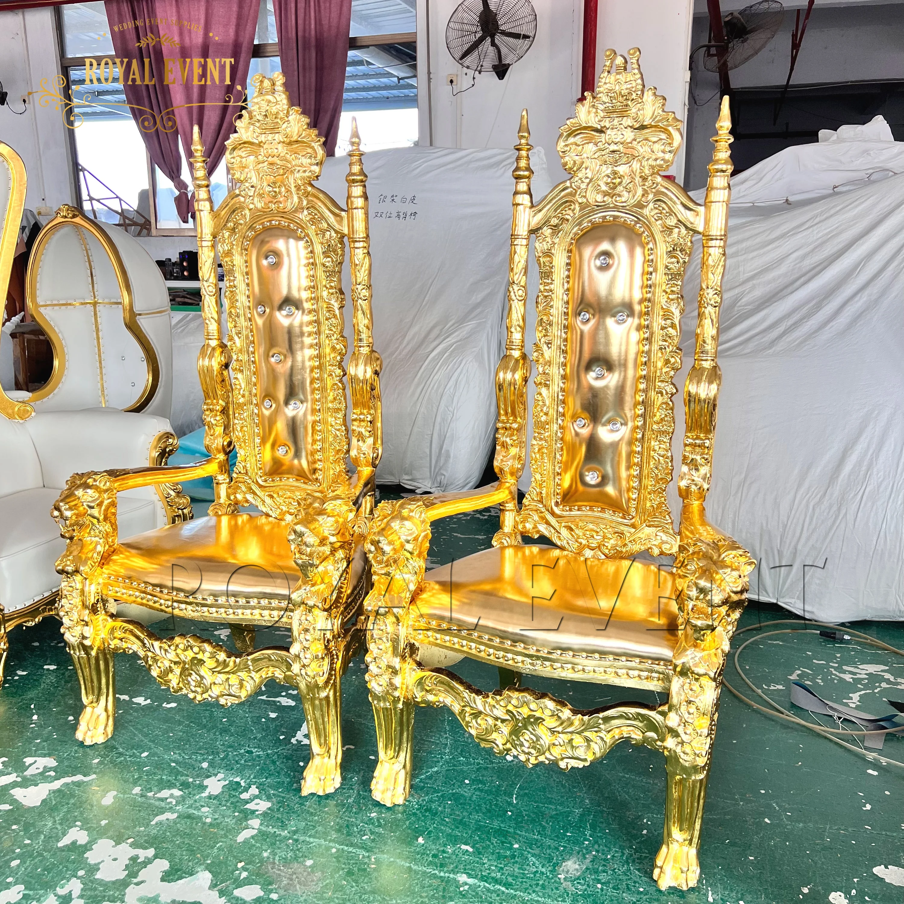 Royal Event Cheap Wholesale Golden Classic Baroque Hotel Banquet Party  Wedding Sofa Queen king Throne Chair