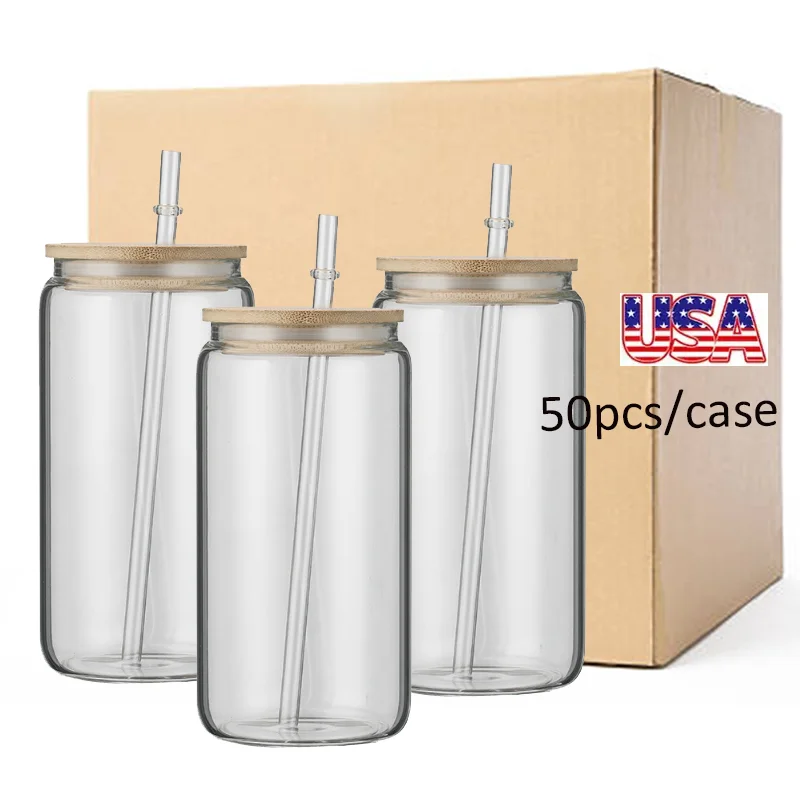 New Arrival Colorful in sunlight Laser clear rainbow Iridescent 12oz 16oz 20oz DIY Blank Sublimation Glass Cans