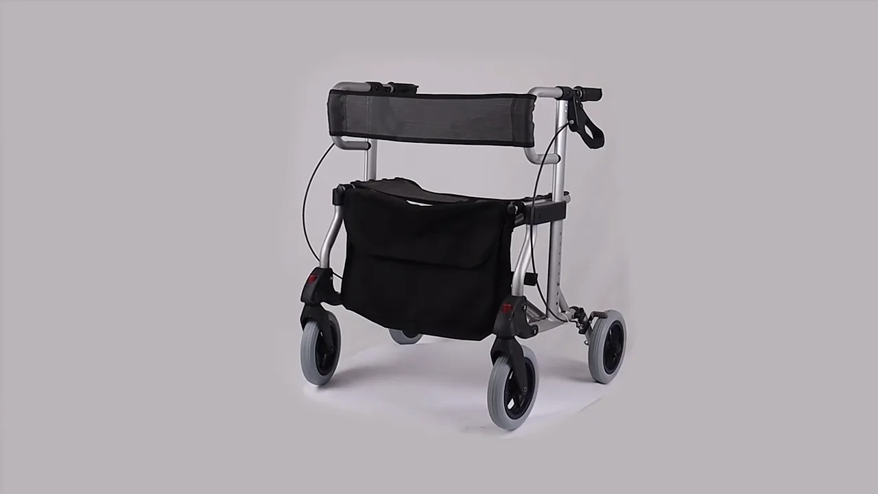 Folding Bariatric Rollator Walker Height Adjustable Heavy Duty Rollator