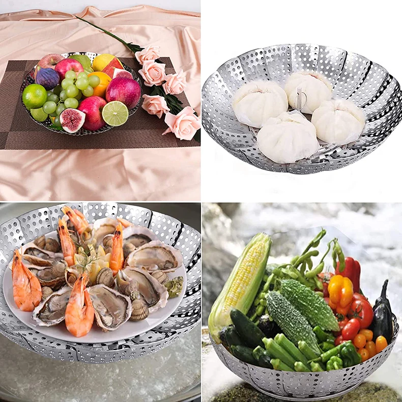 Vegetable Steamer Basket Stainless Steel Veggie Steamer Basket For Cookingfolding Expandable