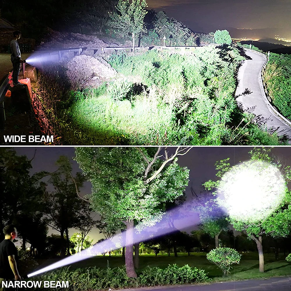 P70 Tactical Torch Light Led Rechargeable Flashlight Long Range Powerful 100000 Lumens Waterproof Flashlights Torches