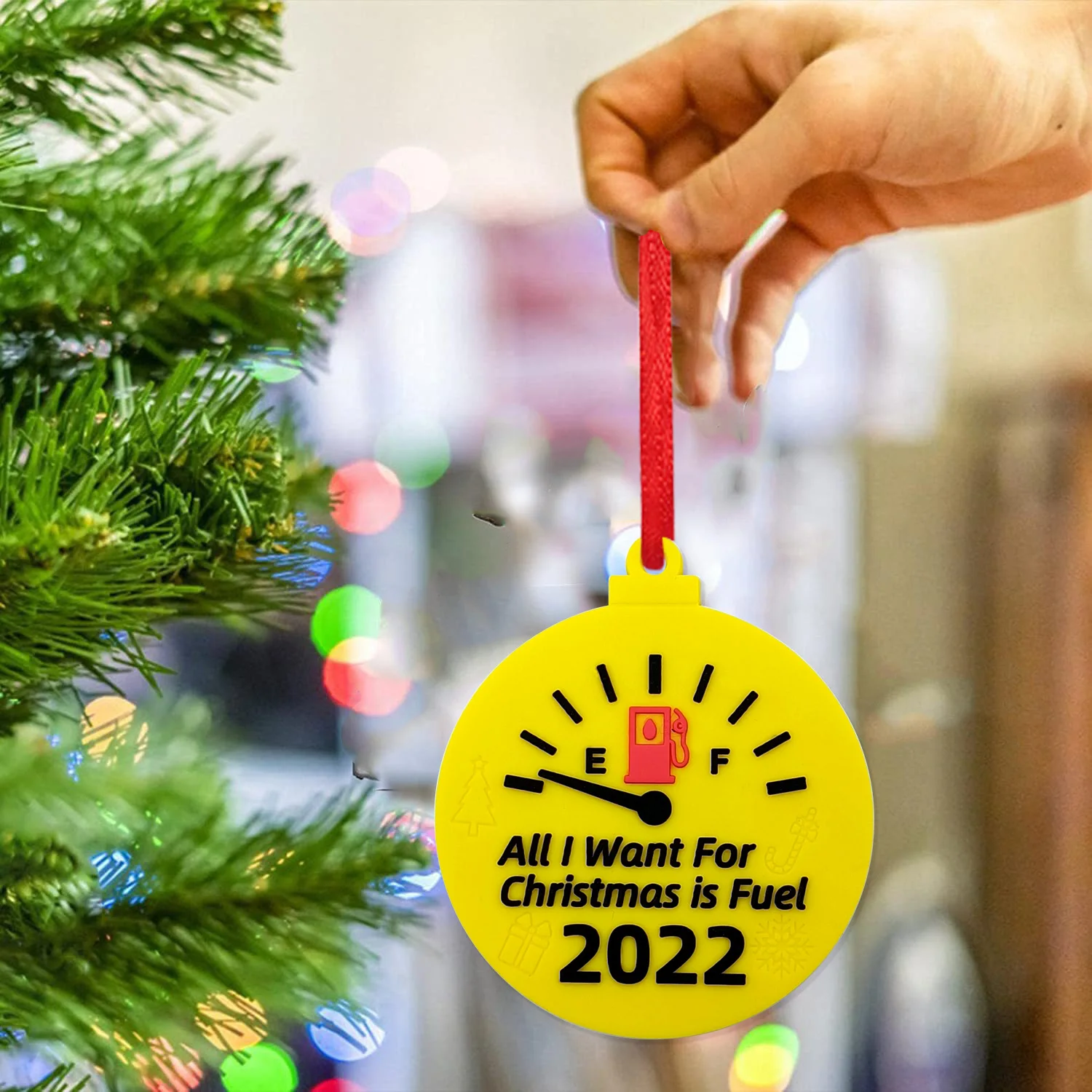 2022 Inflation Gas Station Low Fuel Christmas Tree Ornament All I