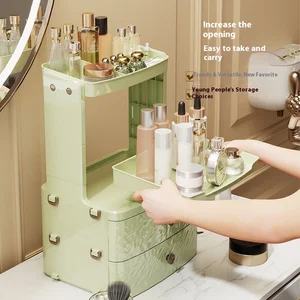 Multifunctional Large-capacity Plastic PP Aluminum Household Drawer Cosmetic Storage Box Desktop Multi-layer Cosmetic Case