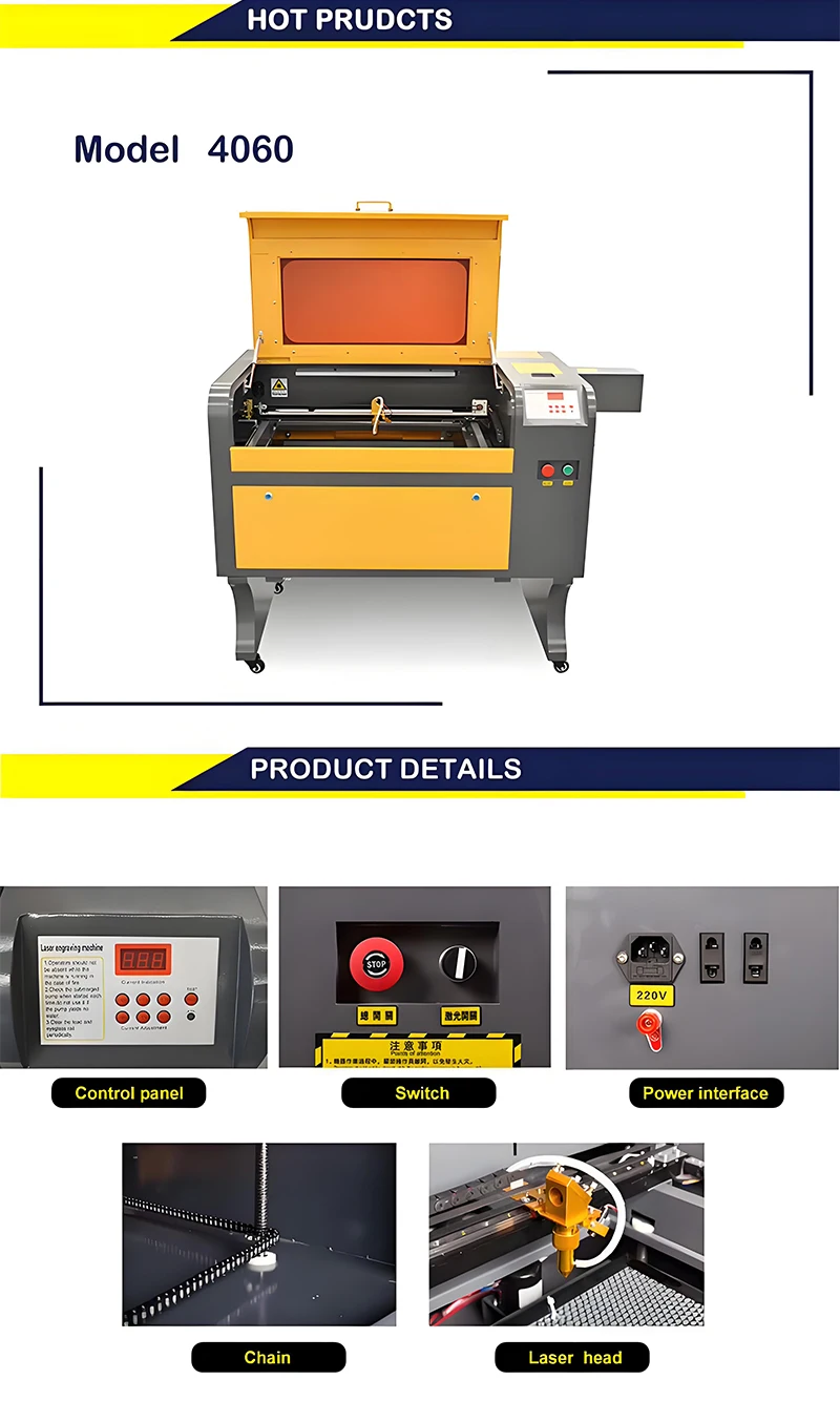 Wer4060 3D CNC Laser Cutting Engraver Co2 Thunder Laser for All Materials Name Plate Glass Angrafer Engraver Supports Ai Graphic