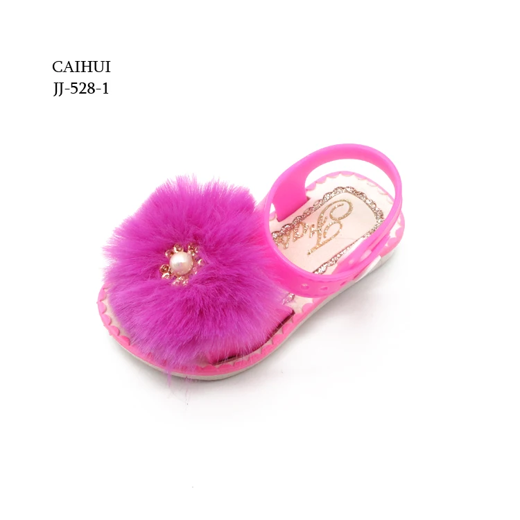 Детские летние милые меховые сандалии для девочек, красивые Самые продаваемые детские Тапочки